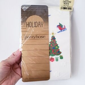 Vintage Holiday Christmas Print Panythose